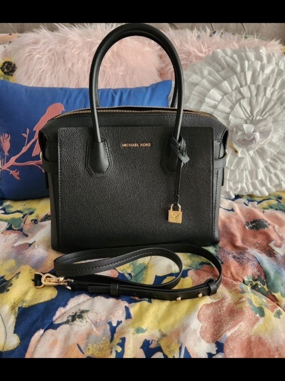 NWT Michael Kors Black Leather Satchel Handbag